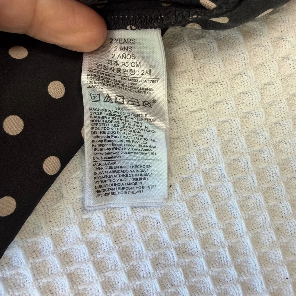Baby Gap Toddler Girls Black Polka‎ Dot Satin Smocked Ruffle Dress 2 Years 2T
